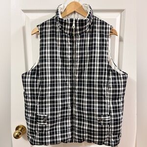Puffer Vest - Jones New York (Cream & Black Plaid) Reversible